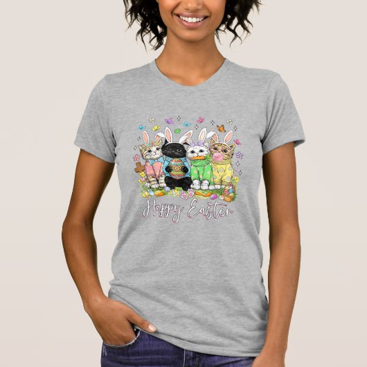 Prettig Pasen Schattige Kattenliefhebber Konijn Pa T-shirt (Voorkant)