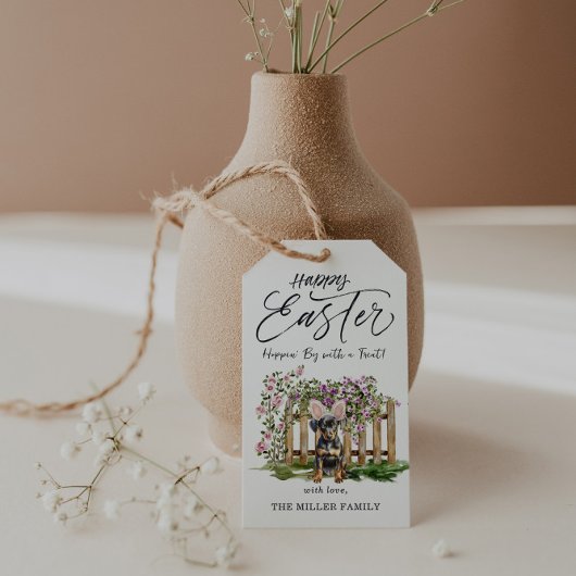 Prettig Pasen | Schattige puppy konijn Cadeaulabel