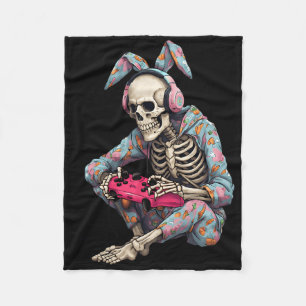 Prettig Pasen Skelet Gamer Video Gaming Jongens Ma Fleece Deken