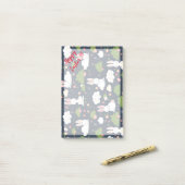 Prettig Pasen Trendy Konijn Bloemen Post-it® Notes (Op bureau)