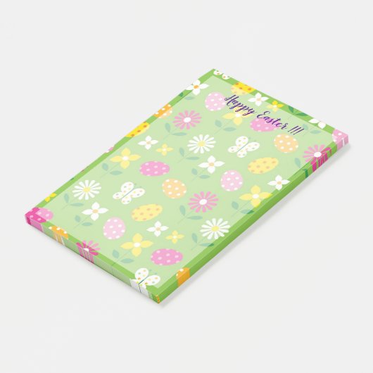 Prettig Pasen Vakantie Konijn Bloemen Post-it® Notes (Schuin)