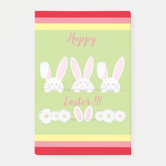 Prettig Pasen Vakantie Konijn Bloemen Post-it® Notes (Voorkant)
