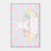 Prettig Pasen Vakantie Trendy Konijn Bloemen Post-it® Notes (Voorkant)