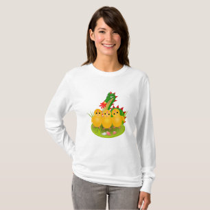 Prettig Pasen van drie kuikens en de Draak van Ber T-shirt