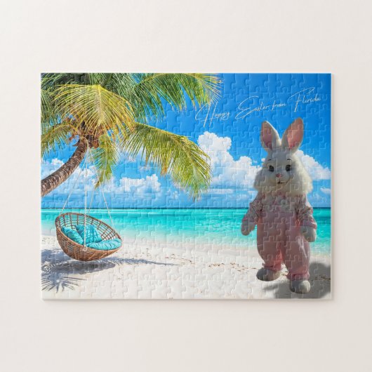 Prettig Pasen vanuit Florida Beach met Paashaas Legpuzzel (Horizontaal)