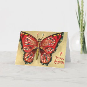 Prettig Pasen Vintage Vlinder Feestdagen Kaart