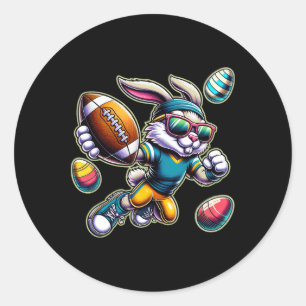 Prettig Pasen Voetbal Jongens Paashaas Grappig Oos Ronde Sticker