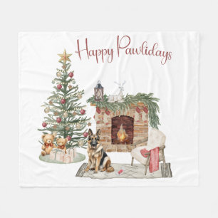 Prettig Pawlidays Hond Design- Duitse Herder Fleece Deken