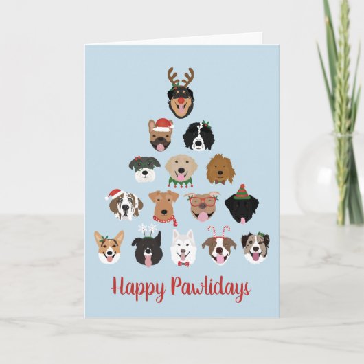 Prettig Pawlidays Hond Kerstboom Kaart (Voorkant)