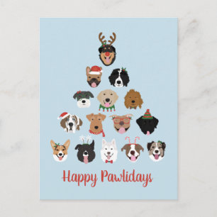 Prettig Pawlidays Honden Kerstboom Feestdagenkaart