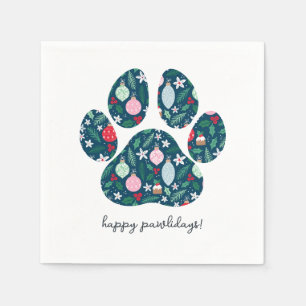 Prettig Pawlidays Kerstmis Hond Liefhebber Papiere Servet