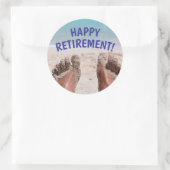 Prettig Pensioen grappige Voeten op Strand Ronde Sticker (Tas)