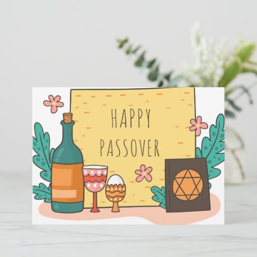 Prettig Pesach| Mooie Seder Pesach uitnodiging (Staand voorkant)