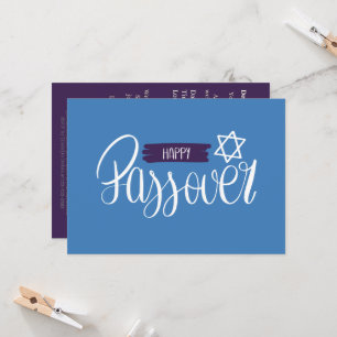 Prettig Pesachfeest Seder Pesach Effen Blauw Kaart