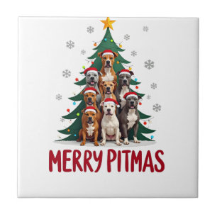 Prettig Pitmas Pitbull Hond Lelijk Kerst T-Shirt T Tegeltje