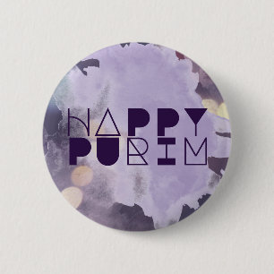 PRETTIG PURIM in Paars Ronde Button 5,7 Cm