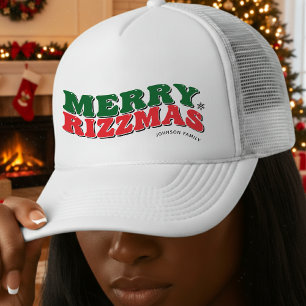 Prettig Rizzmas Retro Familie Bijpassende Kerstmis Trucker Pet