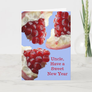 Prettig Rosj Hasjana voor een oom Granaatappel Feestdagen Kaart