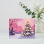 Prettig roze Kerstmis | Watercolor Kerstkaart (Staand voorkant)