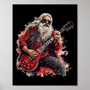 Prettig Seizoen Voor Motorfiets Santa En Guit Poster