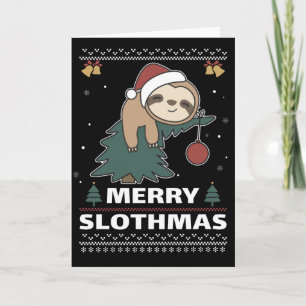 Prettig SloomKerstmis Grappige Luiaard Kerstmis Gr Kaart