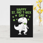 Prettig St. Pat T-Rex Patrick's Dag Grappige Dinos Kaart (Gele Bloem)
