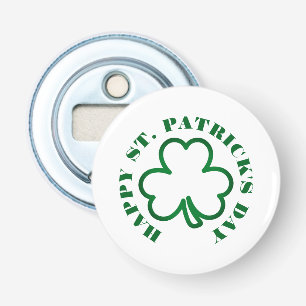 Prettig St. Patrick's dag groene Shamrocks familie Button Flesopener