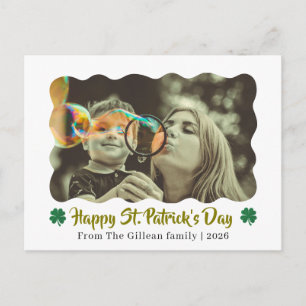 Prettig St. Patrick's dag Shamrocks familie 1 foto Feestdagenkaart