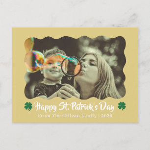 Prettig St. Patrick's dag Shamrocks familie 1 foto Feestdagenkaart