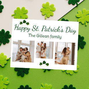 Prettig St. Patrick's dag Shamrocks familie 3 foto Feestdagenkaart