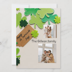 Prettig St. Patrick's dag Shamrocks familie twee f Feestdagenkaart
