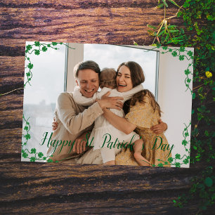 Prettig St. Patrick's dag Shamrocks gezinsfoto Feestdagenkaart