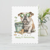 Prettig St. Patrick's Day Engelse Bulldog Feestdagenkaart (Staand voorkant)