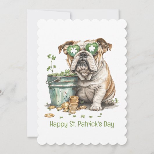 Prettig St. Patrick's Day Engelse Bulldog Feestdagenkaart (Voorkant)