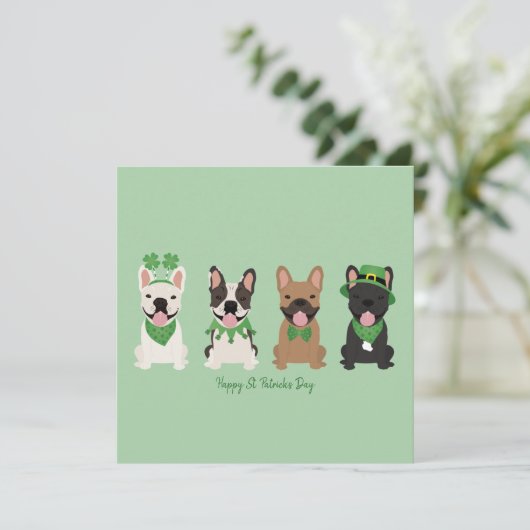 Prettig St. Patrick's Day Franse Bulldoggen Feestdagenkaart (Staand voorkant)