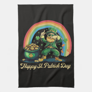 Prettig St. Patrick's Day Grappige Leprechaun Theedoek