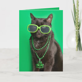 Prettig St. Patrick's Day Kat in Groen Humor  Feestdagen Kaart