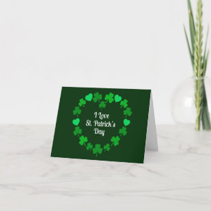 Prettig St. Patrick's Day Klaver en Hart Krans Kaart