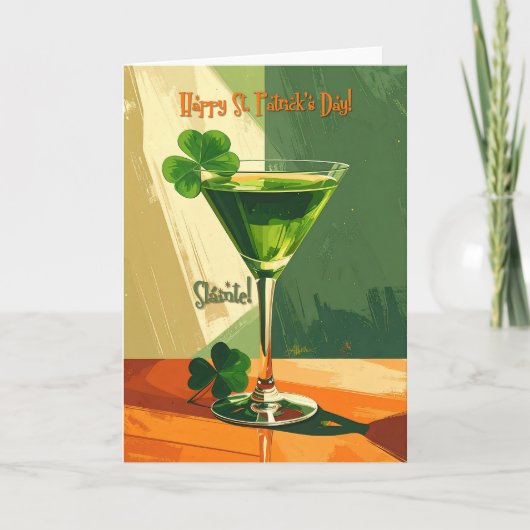 Prettig St. Patrick's Day Klaver Martini Kaart (Voorkant)
