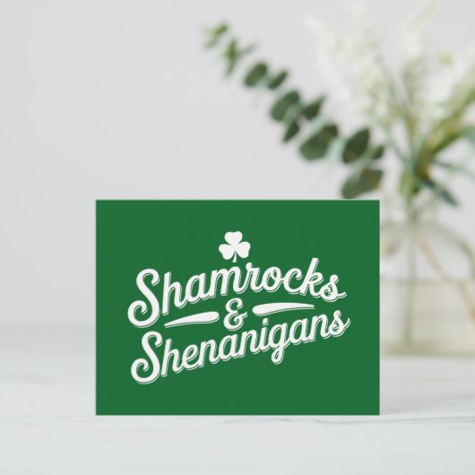 Prettig St. Patrick's Day Lucky Shamrock&Shenaniga Briefkaart (Staand voorkant)