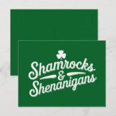 Prettig St. Patrick's Day Lucky Shamrock&Shenaniga Briefkaart (Voorkant / Achterkant)