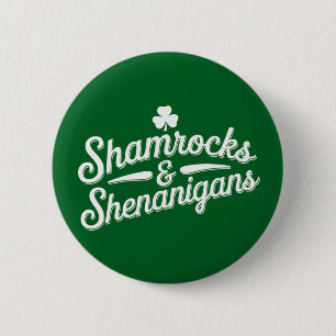 Prettig St. Patrick's Day Lucky Shamrock&Shenaniga Ronde Button 5,7 Cm