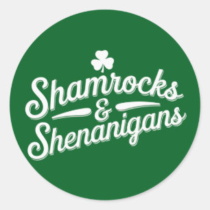 Prettig St. Patrick's Day Lucky Shamrock&Shenaniga Ronde Sticker