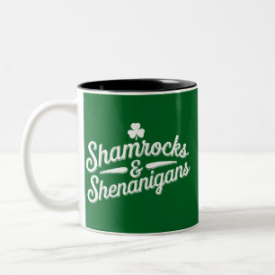 Prettig St. Patrick's Day Lucky Shamrock&Shenaniga Tweekleurige Koffiemok
