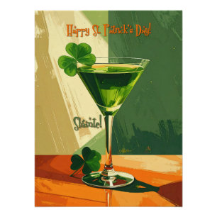 Prettig St. Patrick's Day Shamrock Martini  Perfect Poster