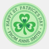 Prettig St. Patrick's Day van aangepaste naam klav Ronde Sticker (Voorkant)