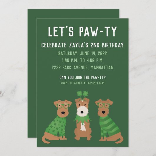 Prettig St. Patrick's Day Welshe Draadharige Vosse Kaart (Voorkant / Achterkant)