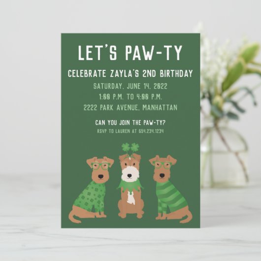 Prettig St. Patrick's Day Welshe Wire Fox Terrier Kaart (Staand voorkant)