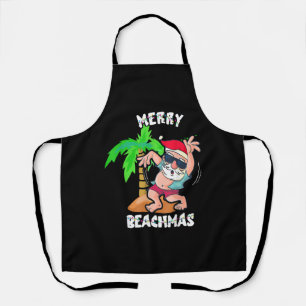 Prettig strand Kerstmis in juli grappige kerstman Schort