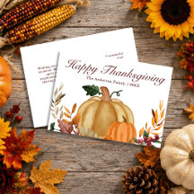 Prettig Thanksgiving Aquarel Pompoen Herfstblad